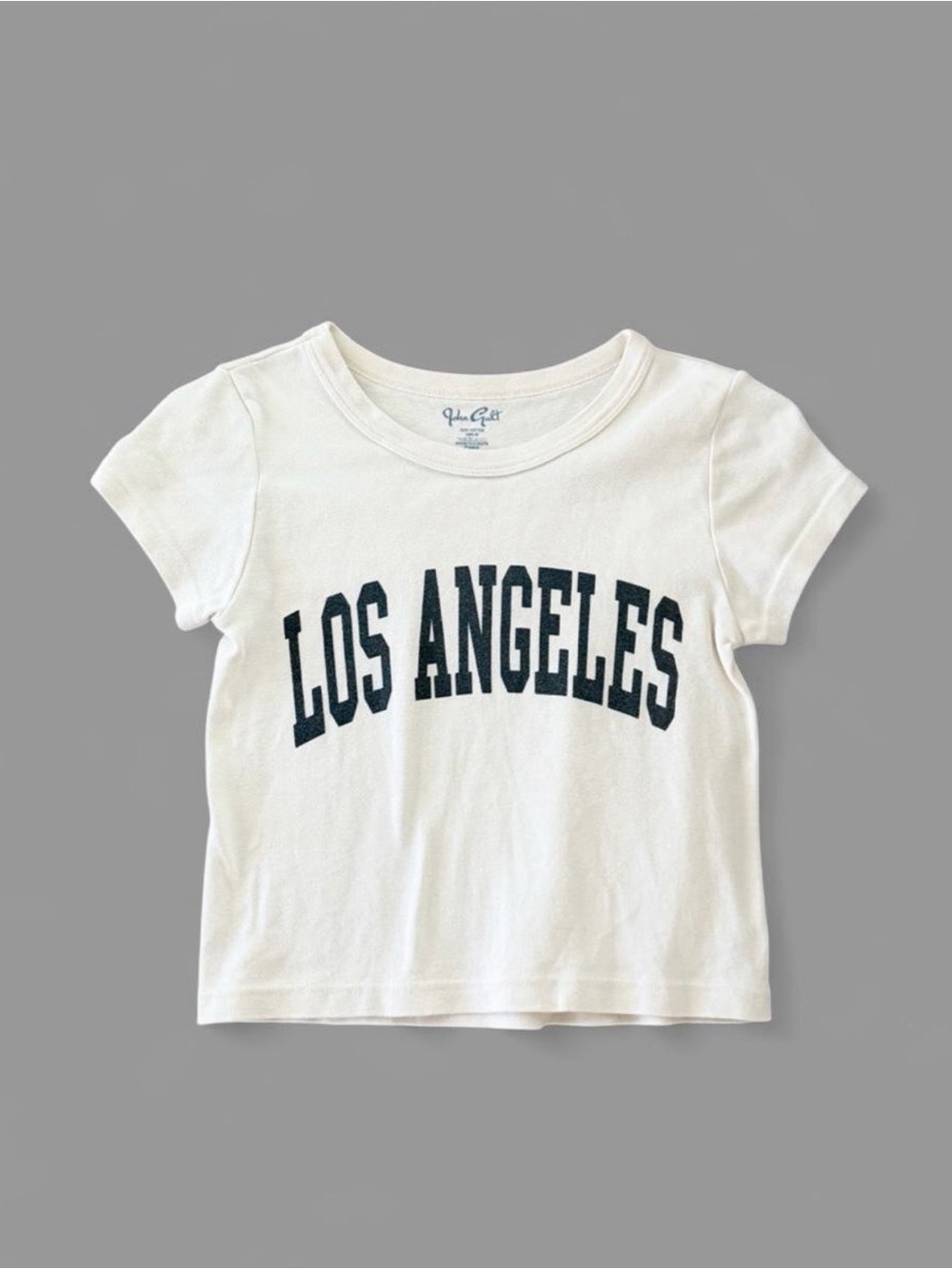 Brandy Melville/John Galt Cream Los Angeles Cropped Baby Tee